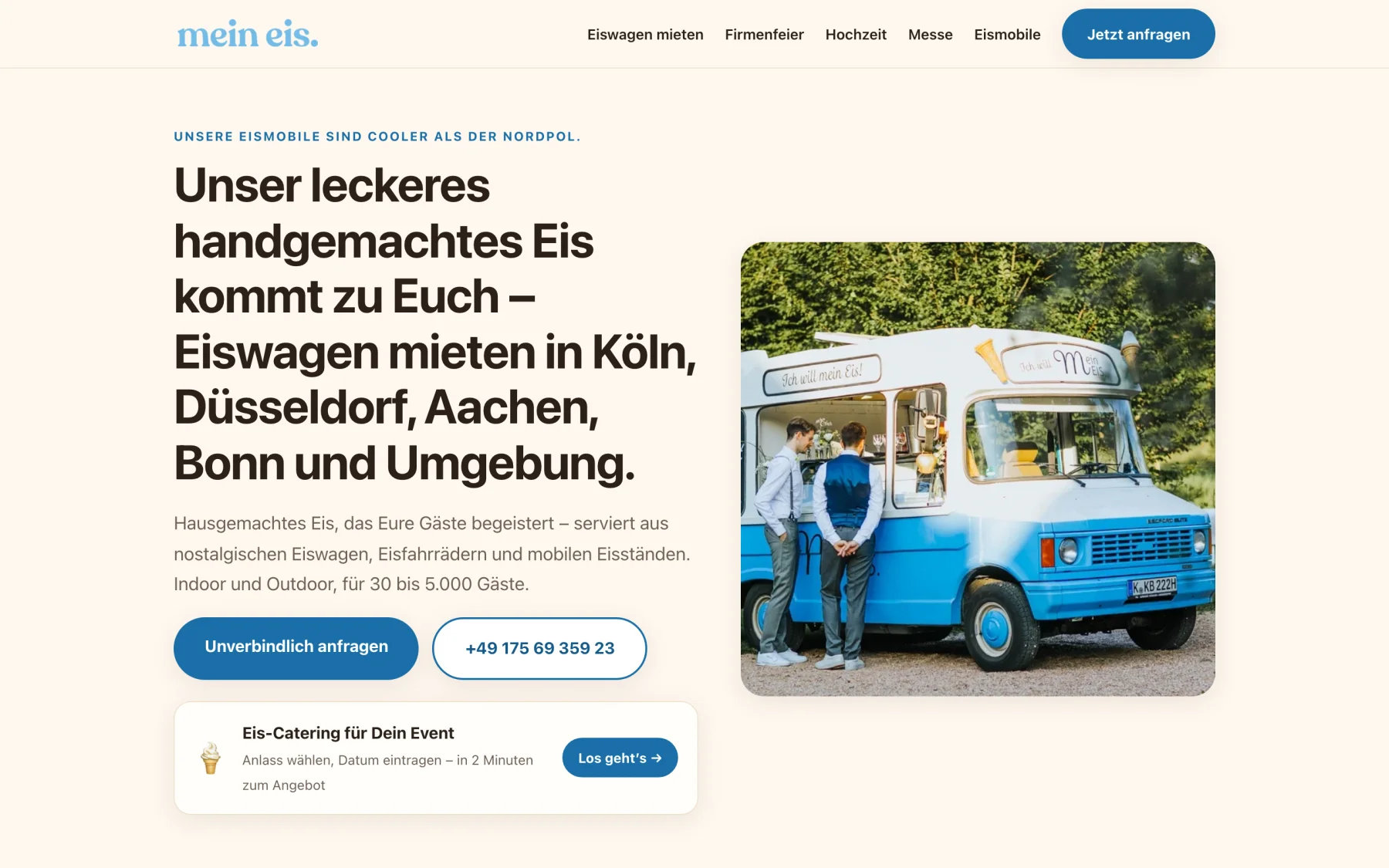 Startseite von mein eis nach dem Umzug